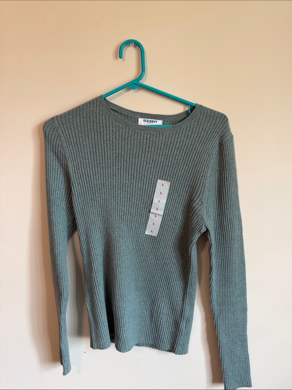 Old Navy Women's Ribbed Scoop Crewneck Sweater in Sage Green